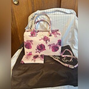 Kate Spade Pink and Purple Floral Satchel Set